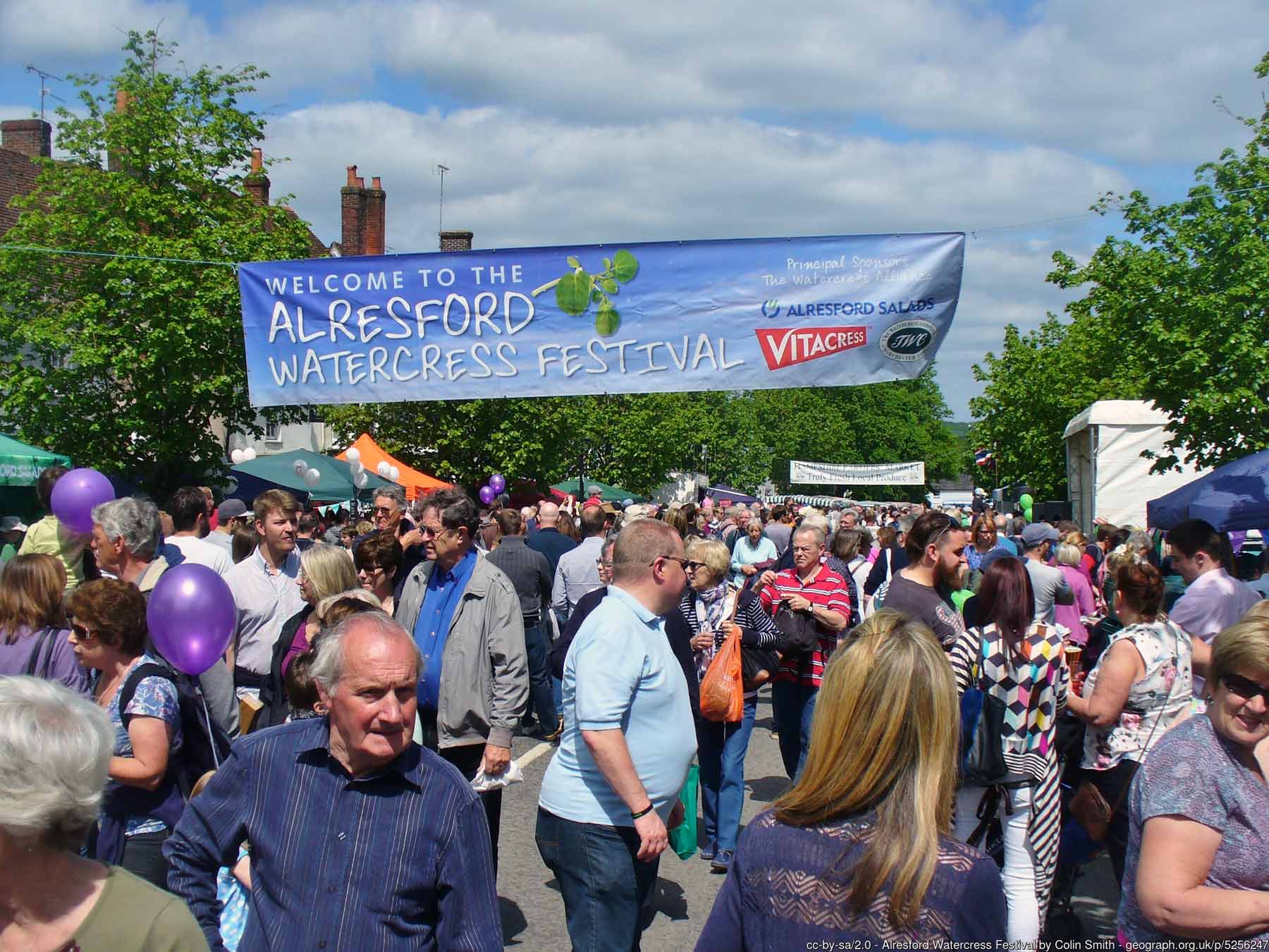 Alresford Watercress Festival. Crowds on Broad Street.