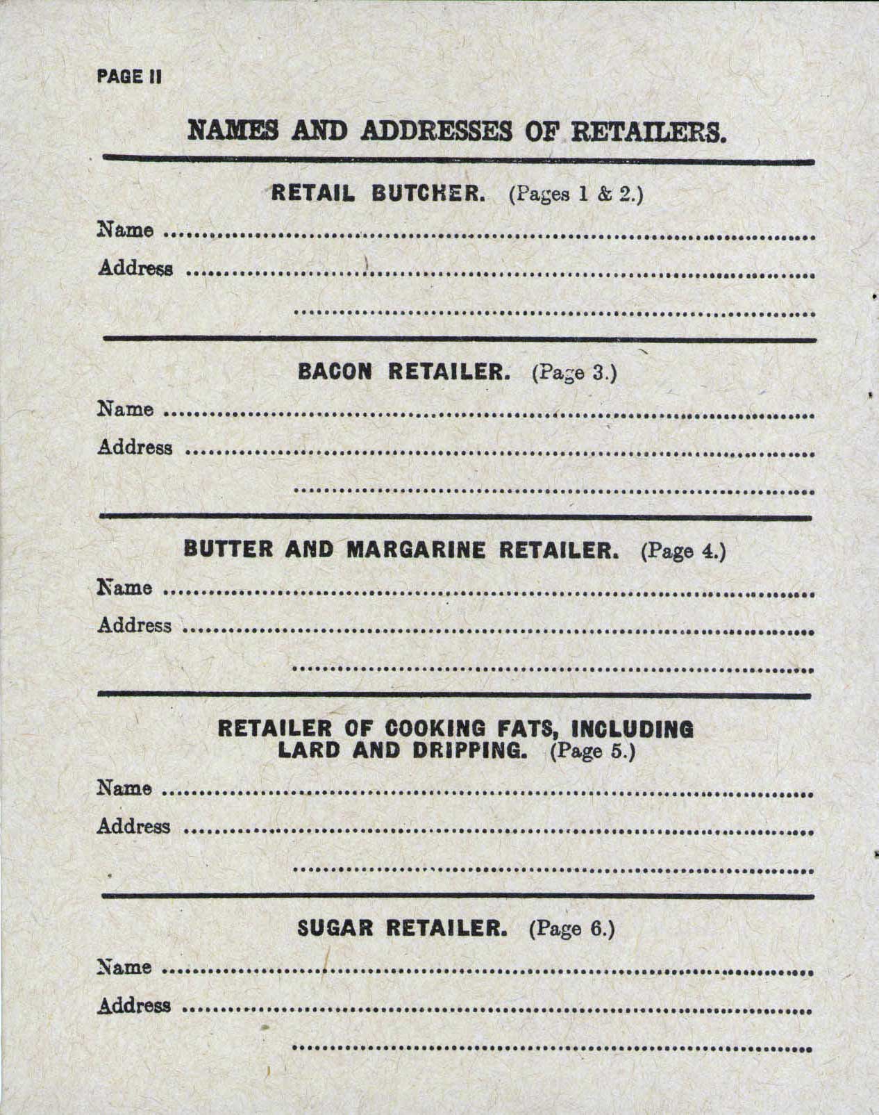 British WW2 ration booklet store registration