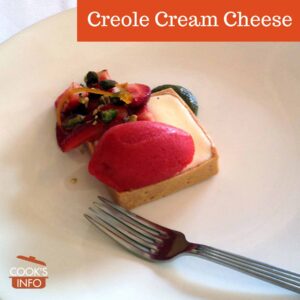 Creole cream cheese on pastry with fruit