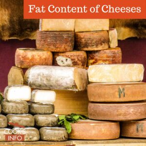 Various cheeses on display