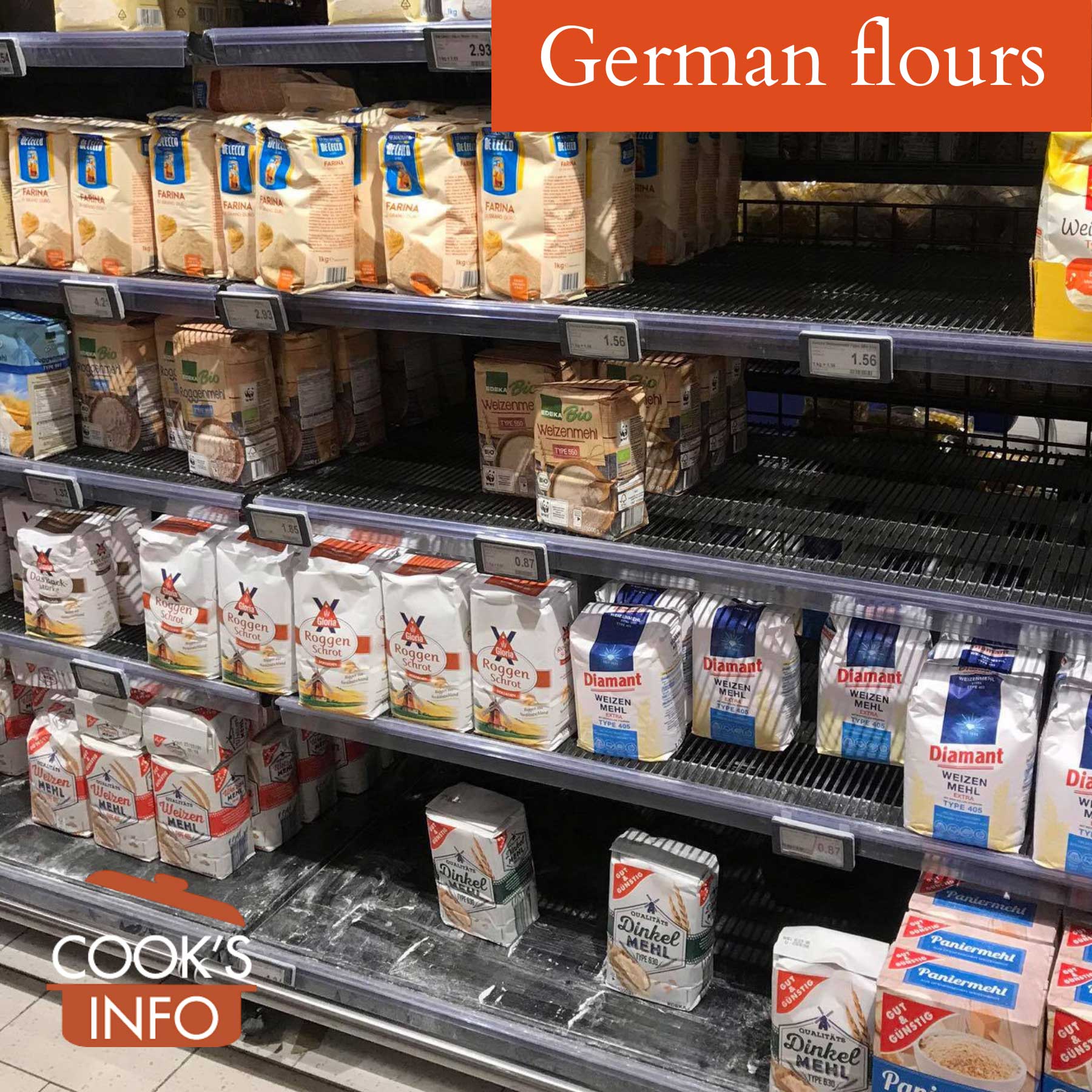 German flours at supermarket in Hamburg