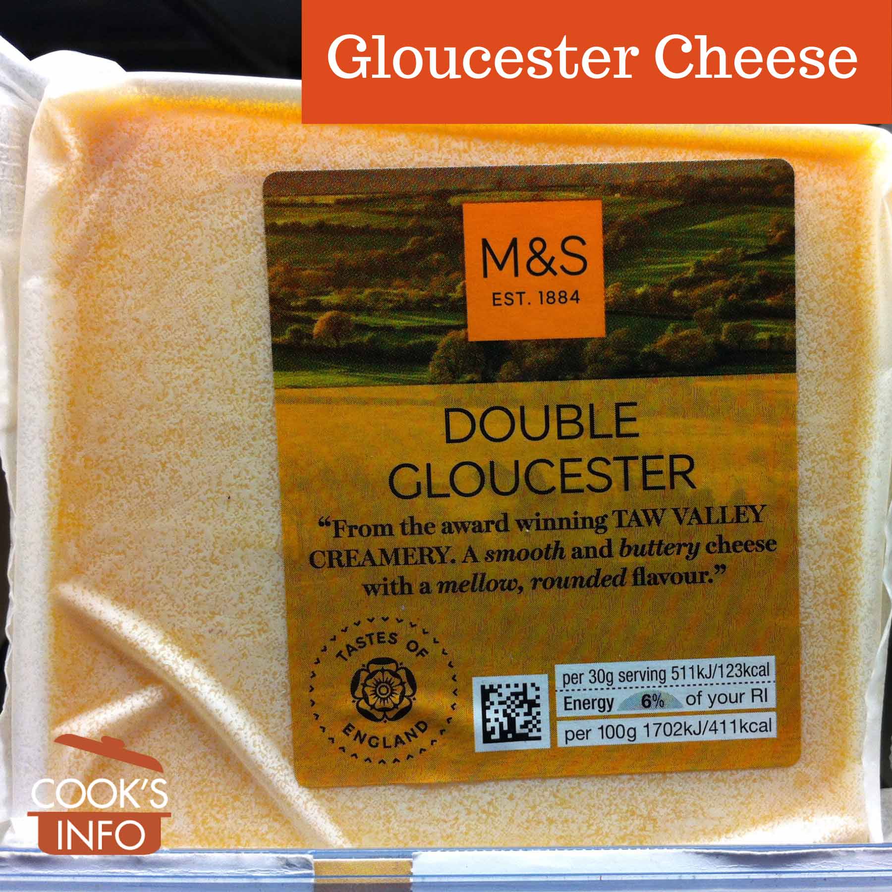 Double Gloucester Cheese in package. 