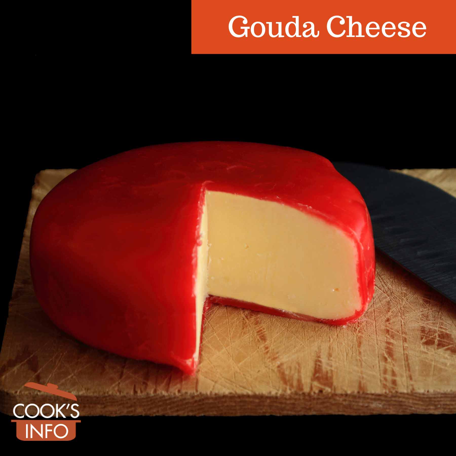 Gouda cheese in red wax