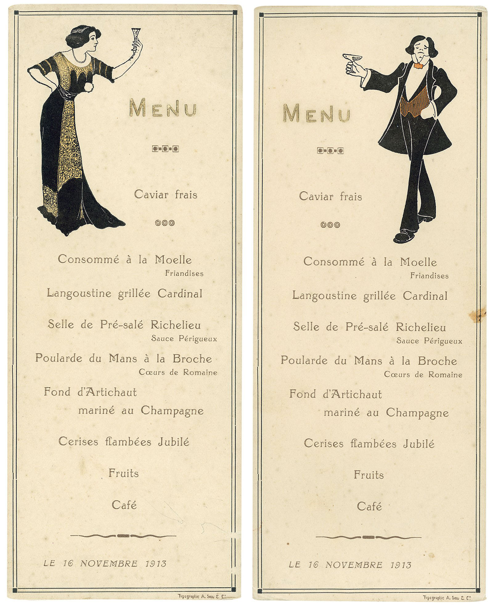 Hermitage Restaurant Menu 1913 (in French)