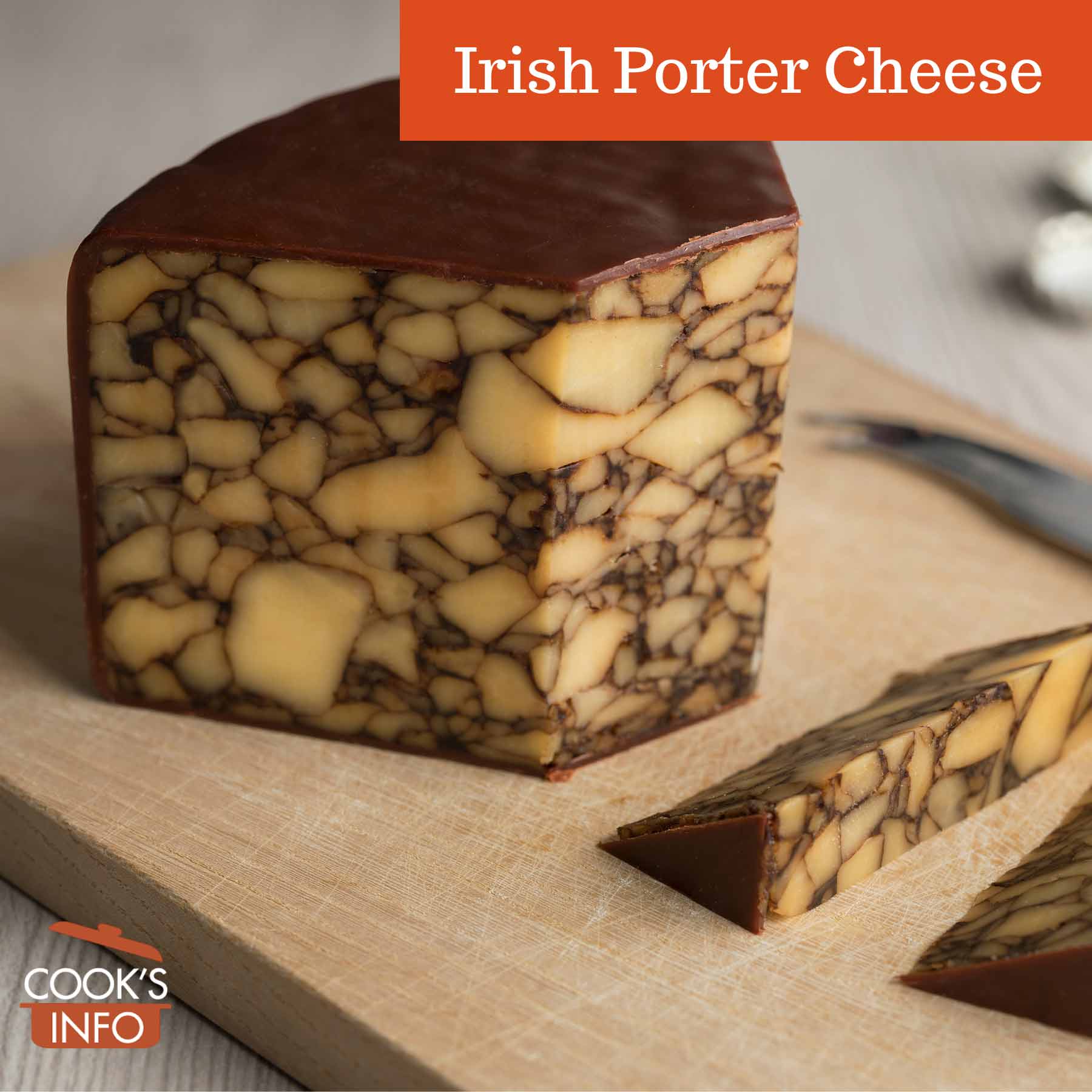 Irish Porter Cheese on a cutting board