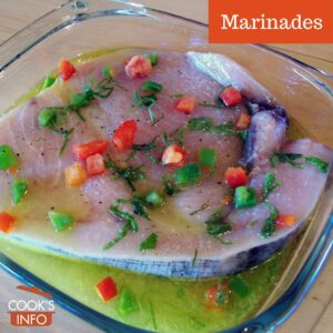 Swordfish steak in marinade
