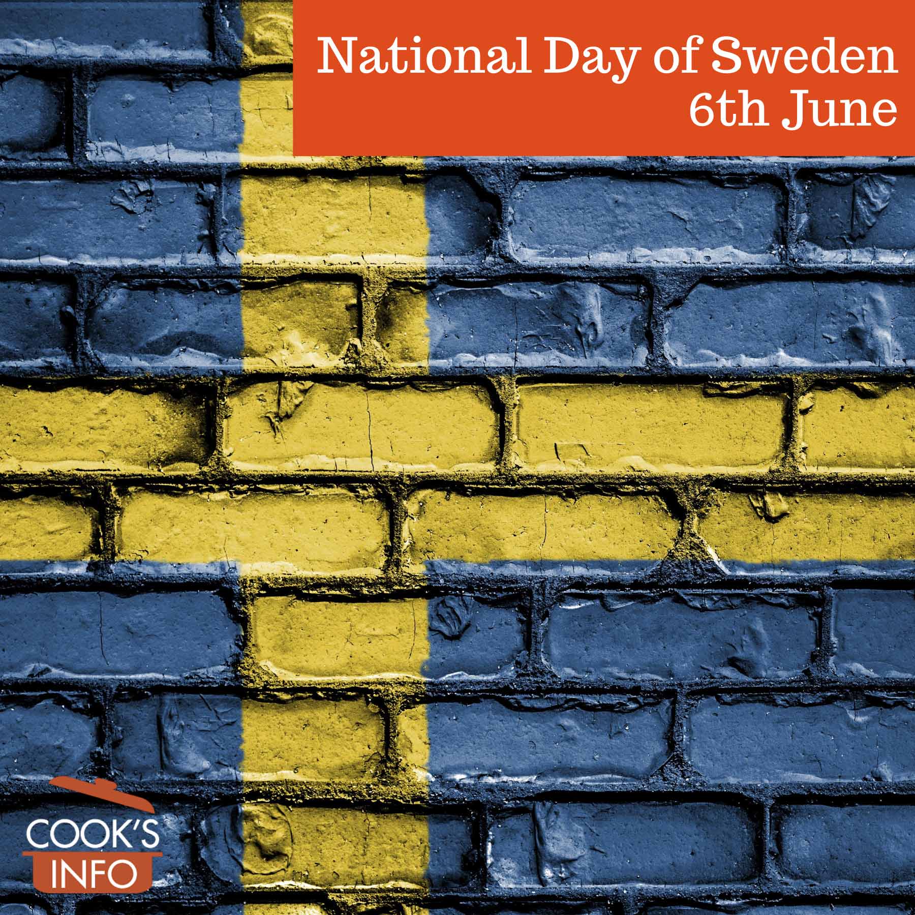 Swedish flag on brick