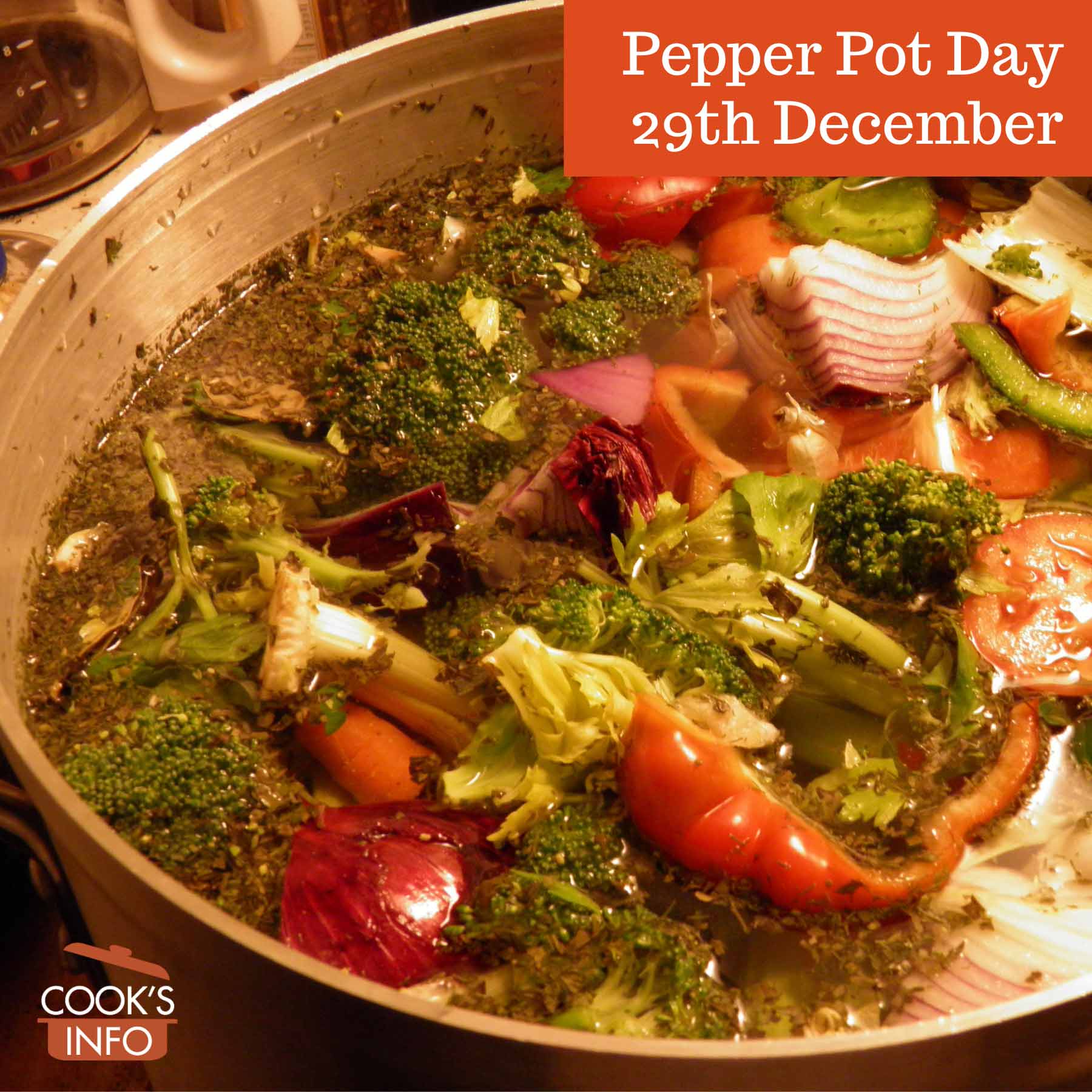 Pepper pot soup in a pot
