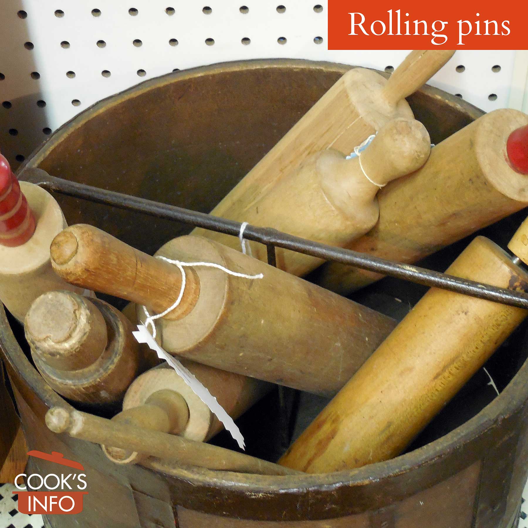 Bucket of rolling pins