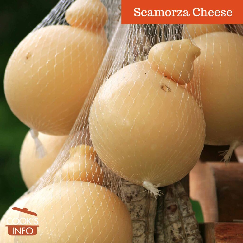 Scamorza cheese in a market