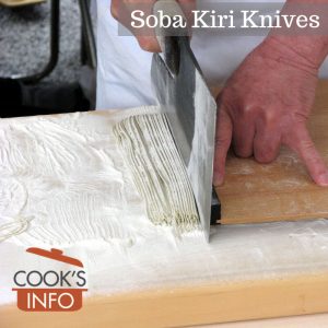 Soba kiri knife in use