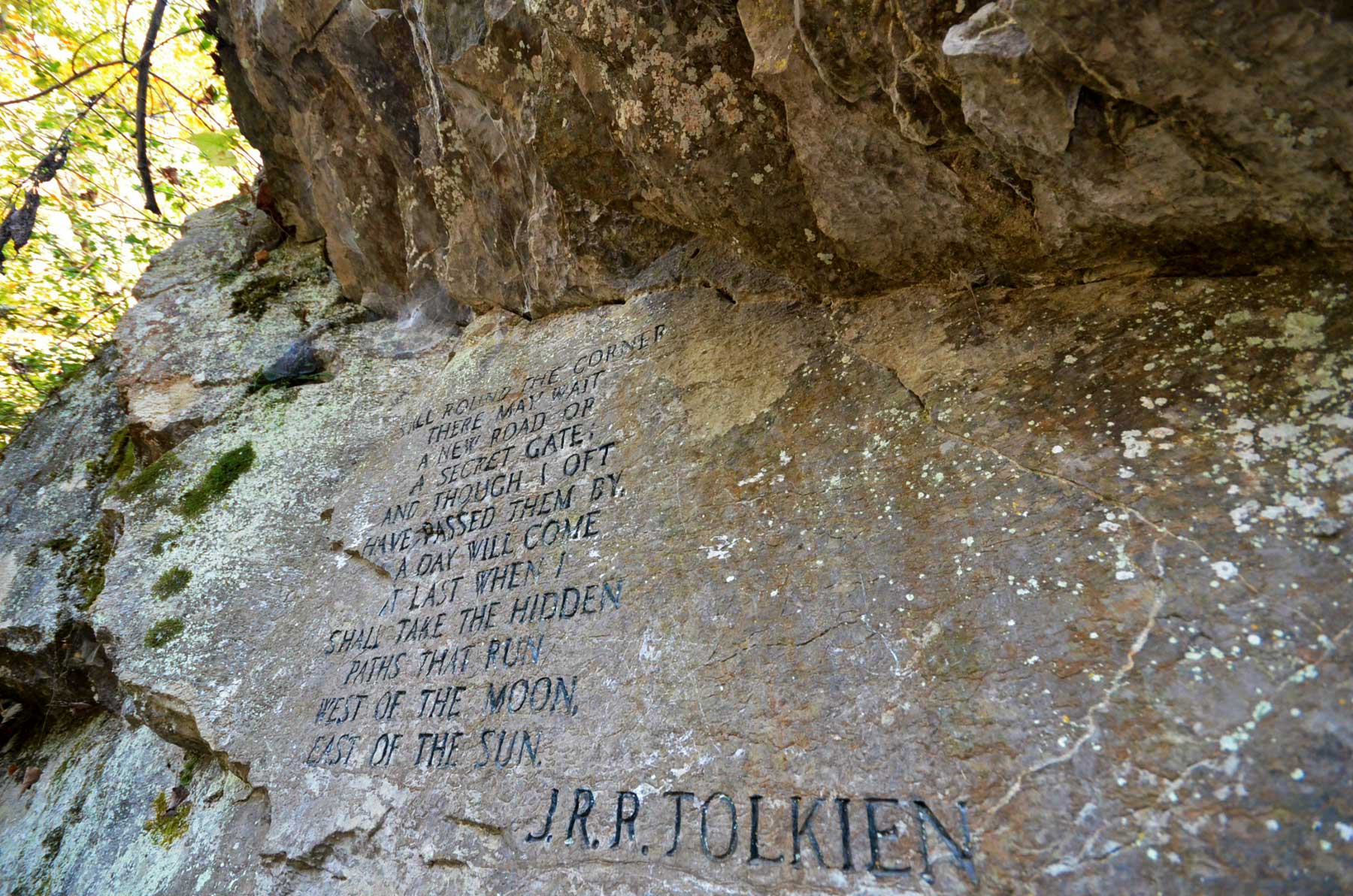Tolkien quote carved in stone