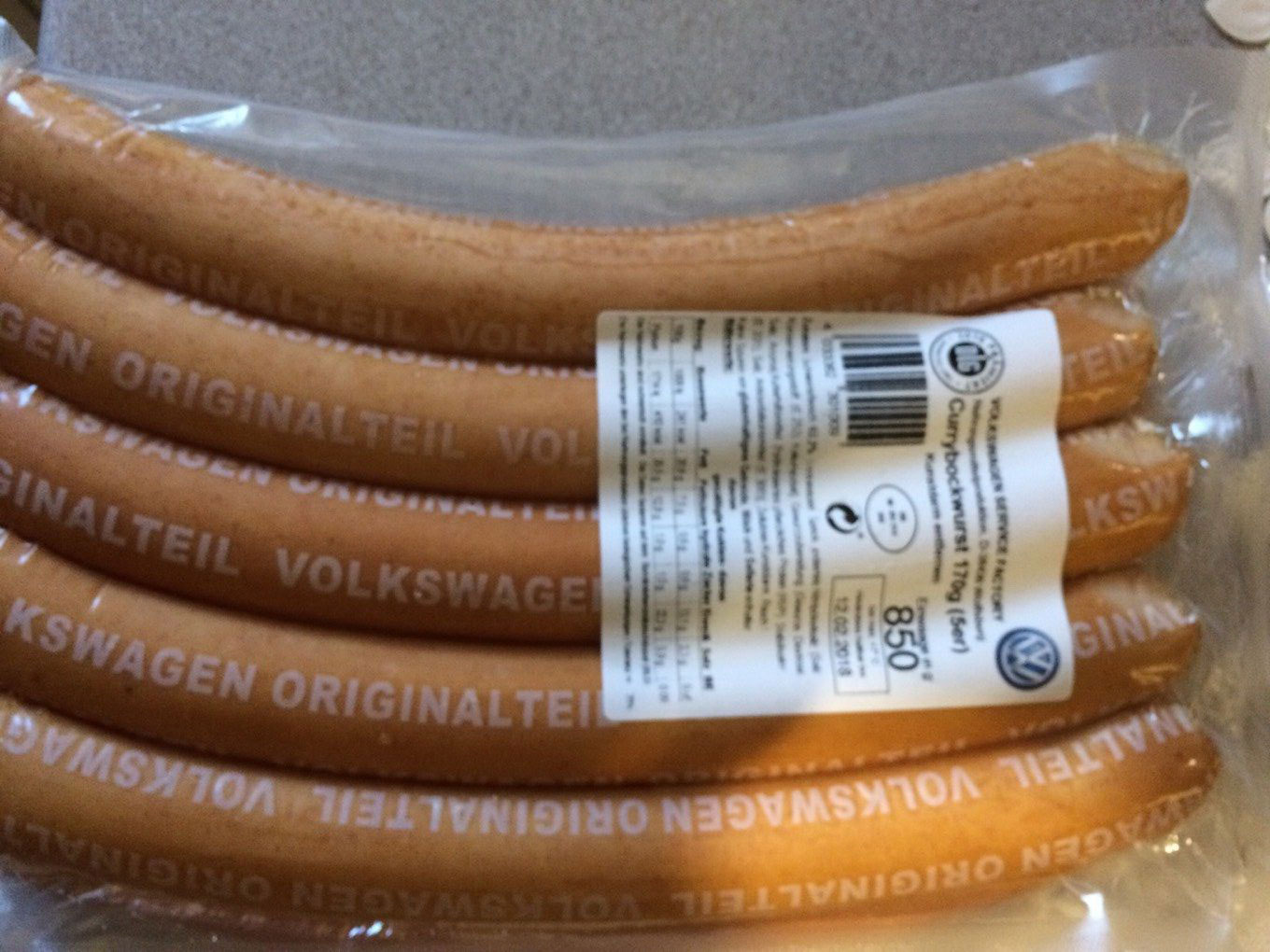 Volkswagen sausage, 25 cm size (10 inch) size.