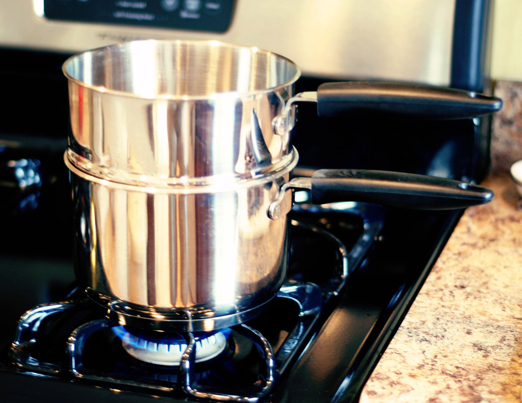 Double boiler on stove