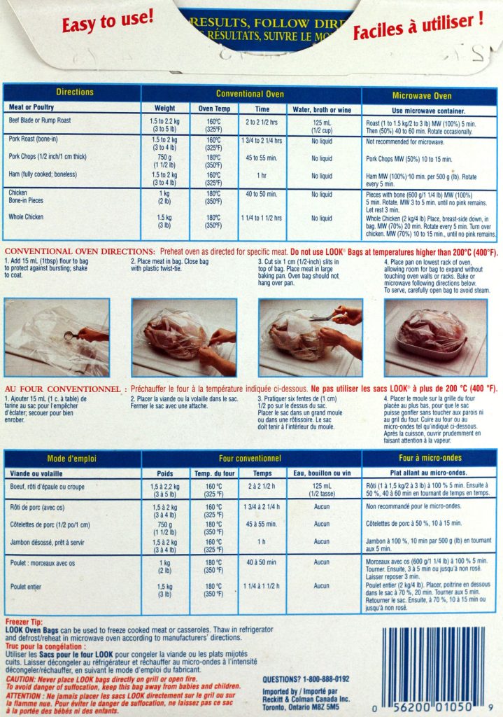 Oven Bag Directions