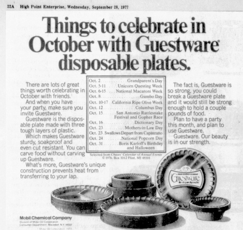 1977 ad showing october popcorn day