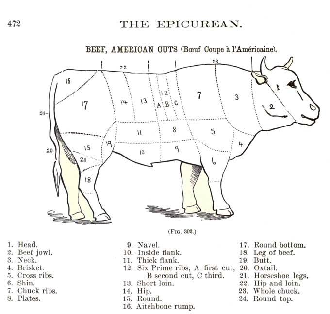 Chef Charles Ranhofer's beet cuts chart