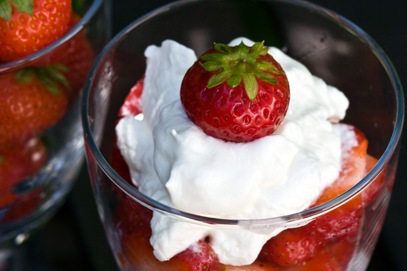 Strawberries with whipped cream