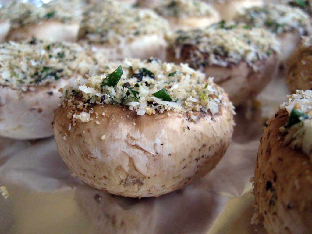 Stuffed mushrooms, ready for baking